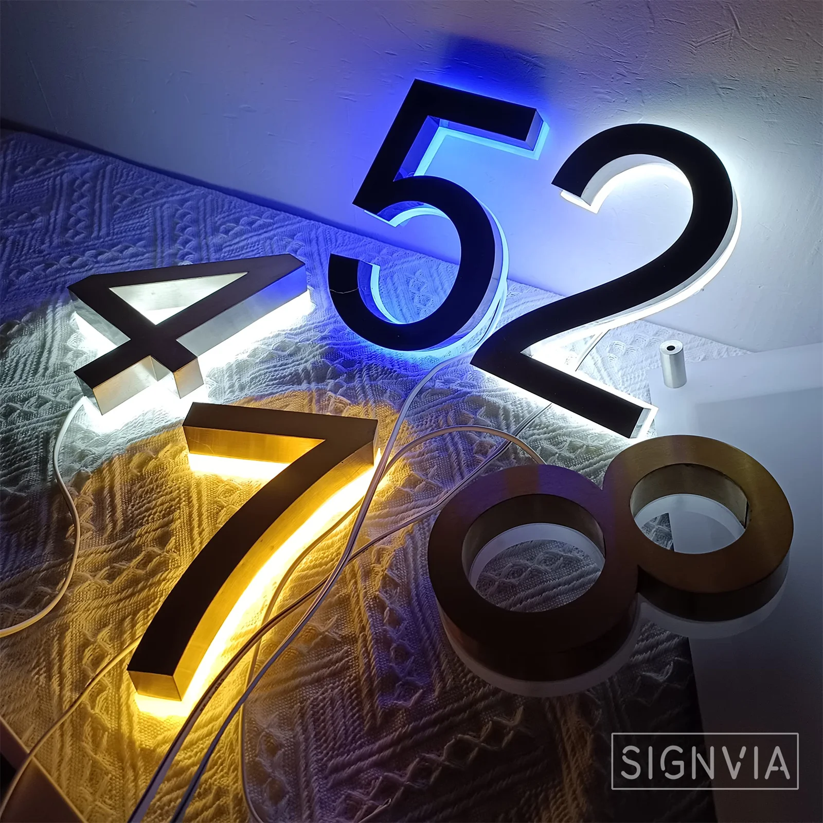 Custom Acrylic 3D House Number Letter Backlight Luminous Digital Rear Lighting LED Light Street Indoor And Outdoor Waterproof