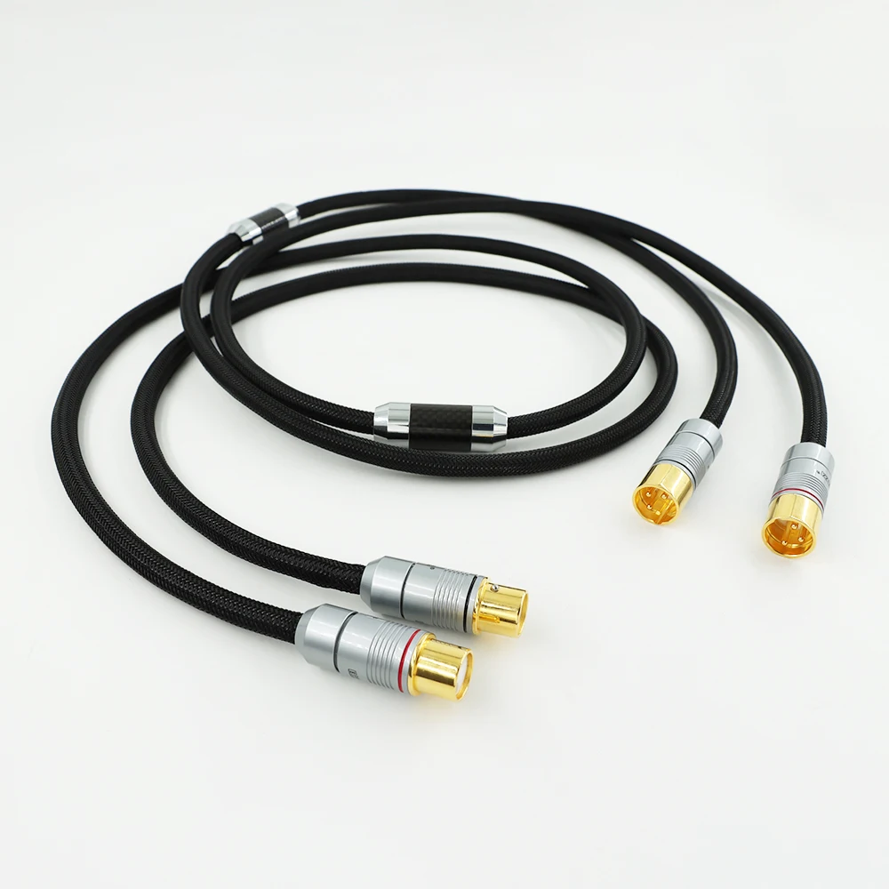 Hi-end 6N Pure Silver XLR Balanced Cable Professional HiFi Audio Interconnect Line Carbon Fiber Plug