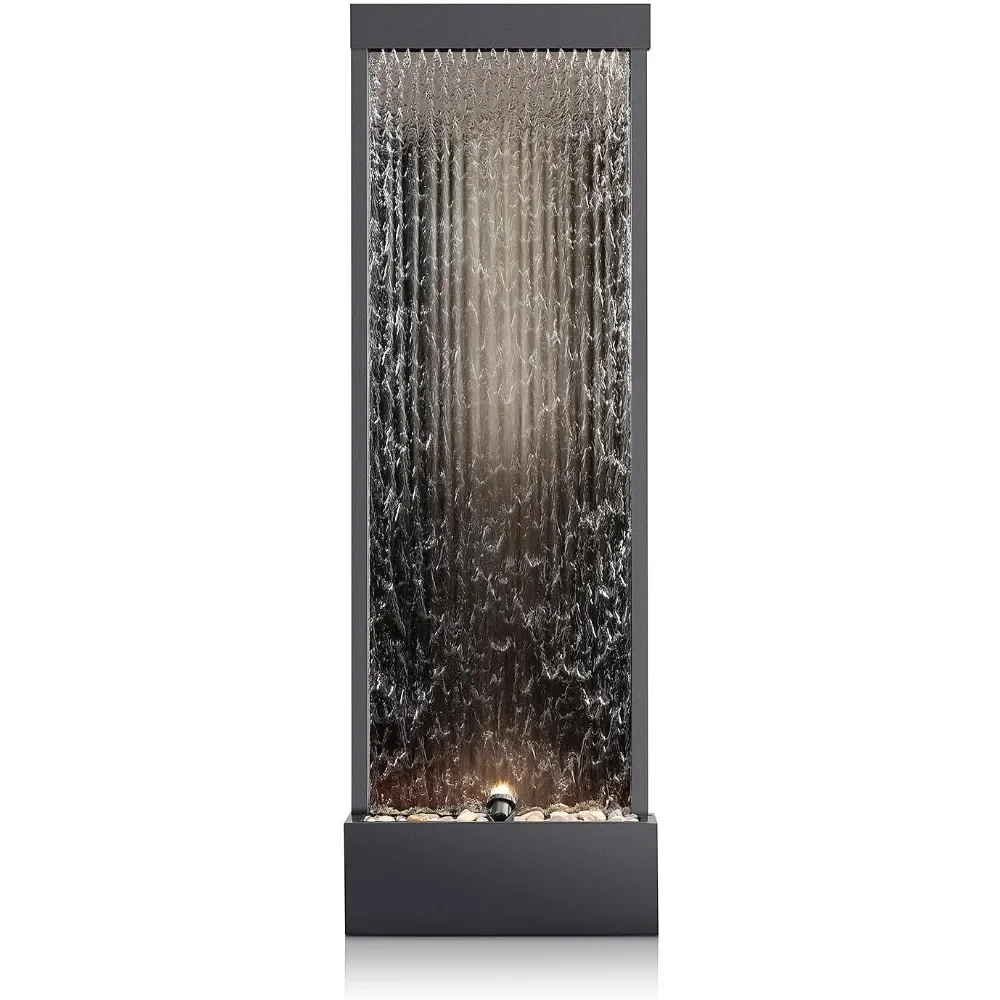 

Water Fountain Decoration with Stones and Lights, Zen Indoor and Outdoor Decor for Office and Living Room