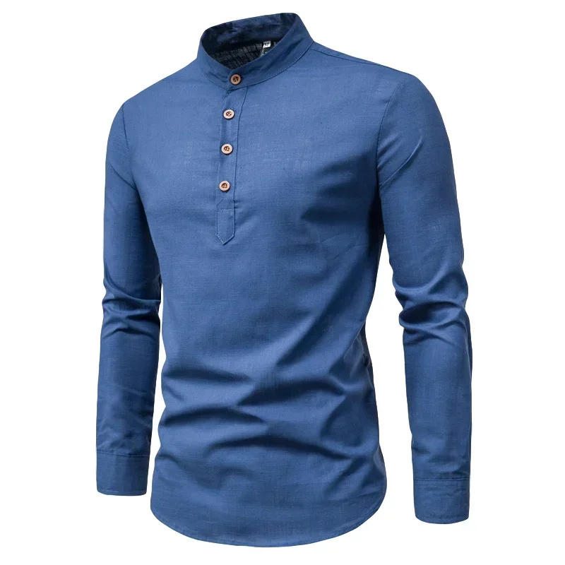 

Men's Luxury Stand Collar Cotton Wedding Business Dress Shirt Fashion Slim Fit Long Sleeve Tops