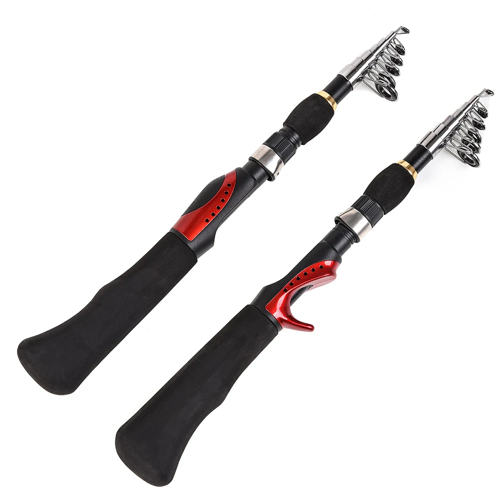 /1.6m /Telescopic /Fishing Rod And Reel For Combo Set Portable Sensitive Smooth Black Red For Freshwater Saltwater Angling Equip