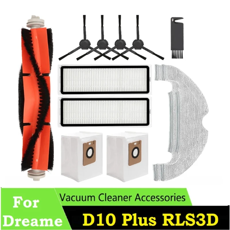 12PCS Spare Parts For Xiaomi Dreame Bot D10 Plus RLS3D L10plus/Z10pro Vacuum Main Side Brush Filter Dust Bag Mop Rag