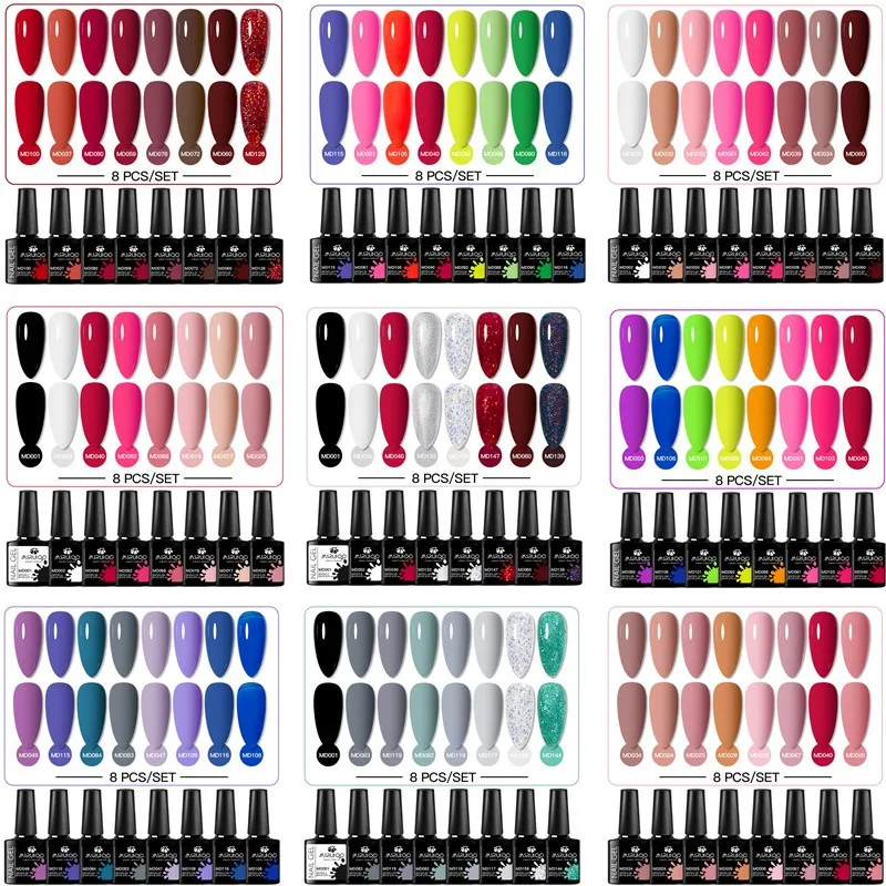 

8pcs Gel Nail Polish Set HEMA Free 8ml Semi Permanent Soak Off UV Gel Varnish Nail Art Decoration Summer Manicure Nail Supplies