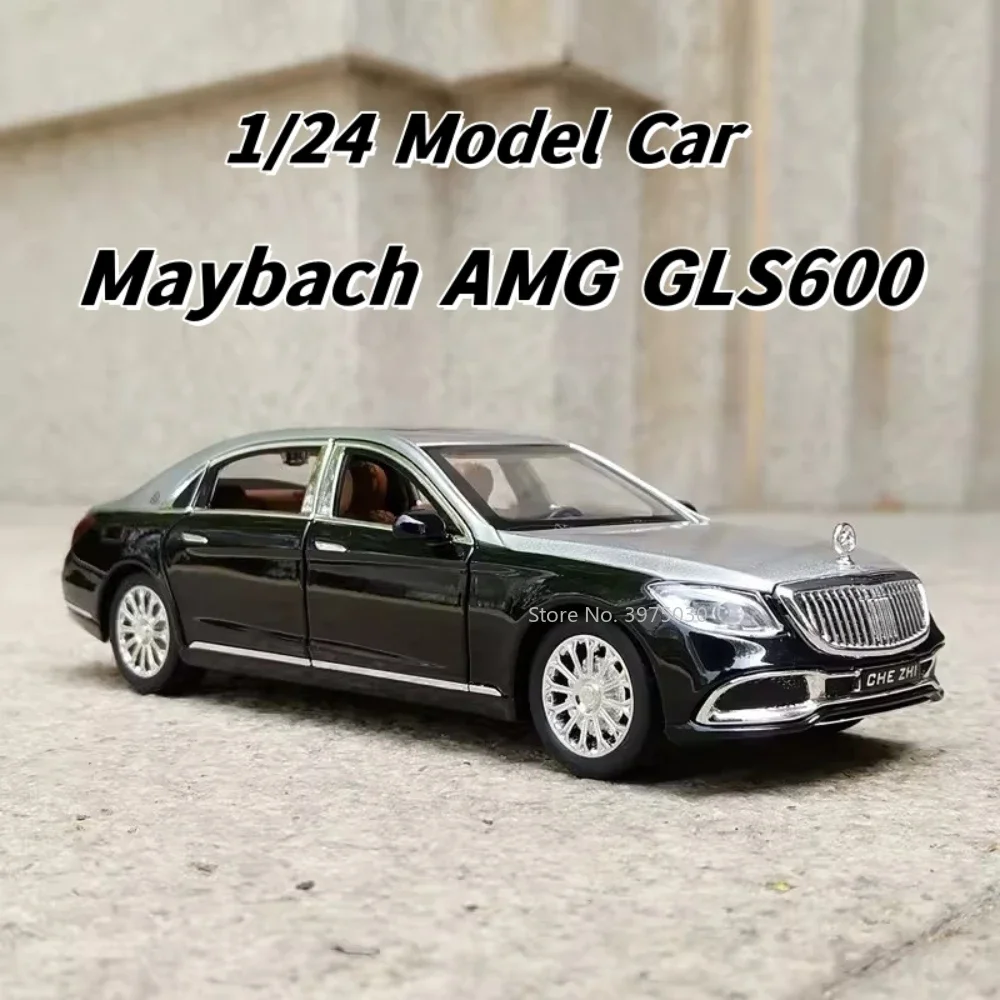 

1/24 Scale Maybach GLS600 Metal Model Car Toy Simulation Vehicles Pull Back Sound Light Diecast Toys for Children Birthday Gifts