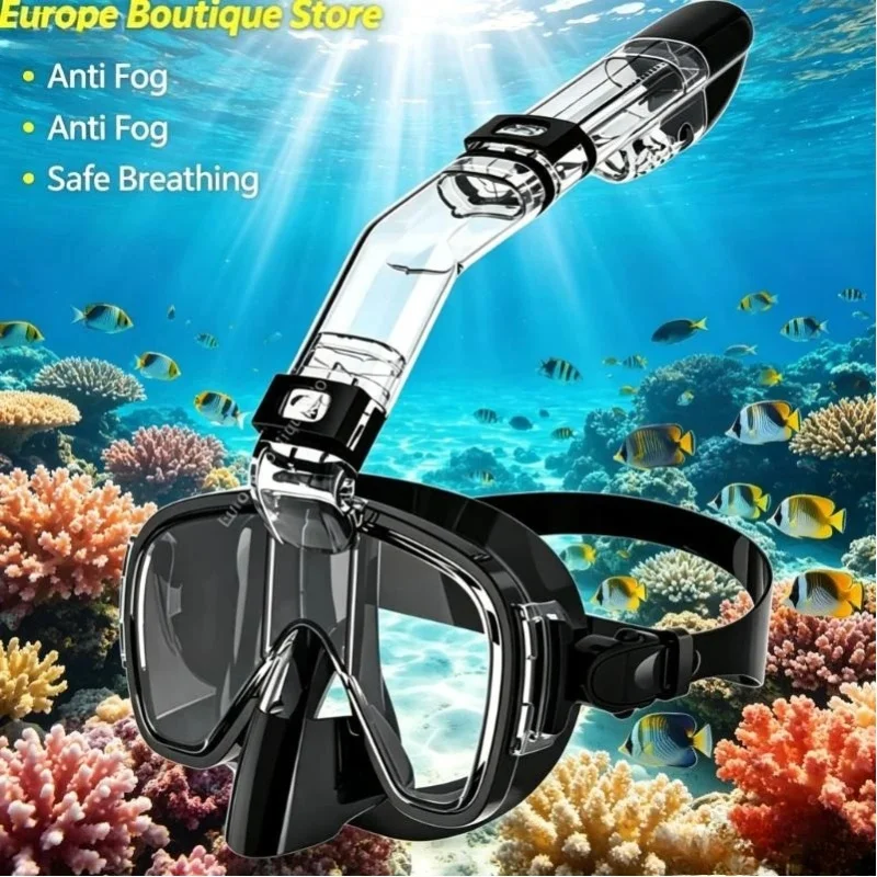 Unterwasser-Schnorchelmaske Set, Kinder-Schwimmbrille Tauchmaske mit Atemschutz Anti-Beschlag Sicherer Atemschutz für Erwachsene