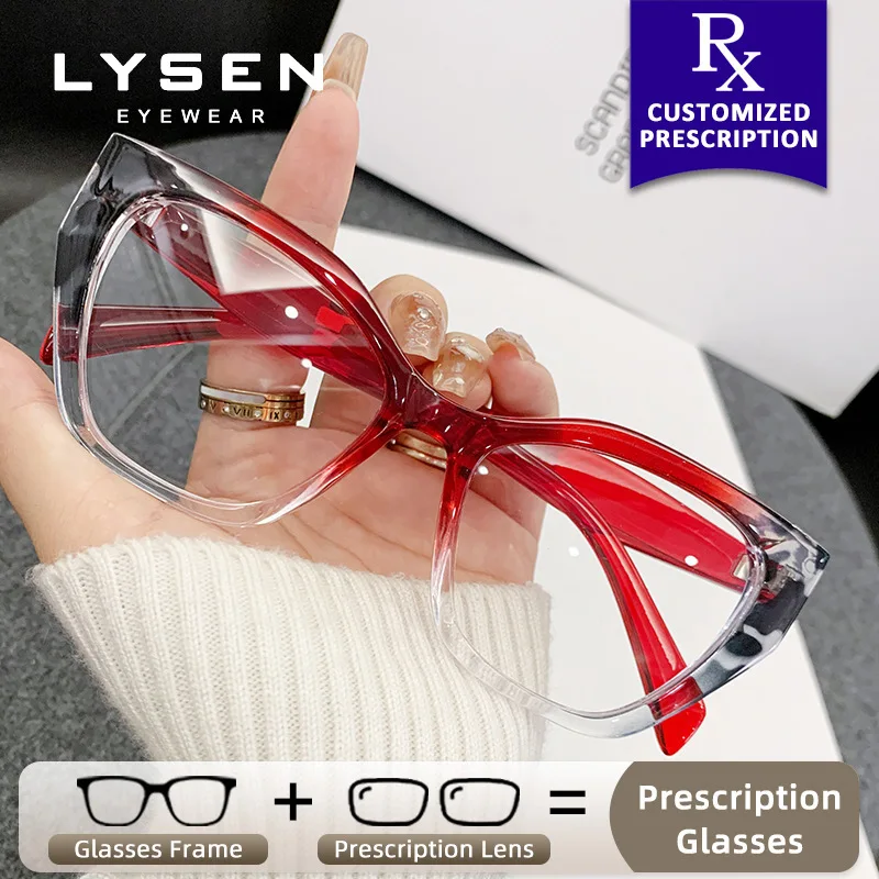 

LYSEN Trendy Rectangle Women Anti-Reflective Myopia Hyperopia Glasses Anti Blue Light Photochromic Prescription Optical Glasses