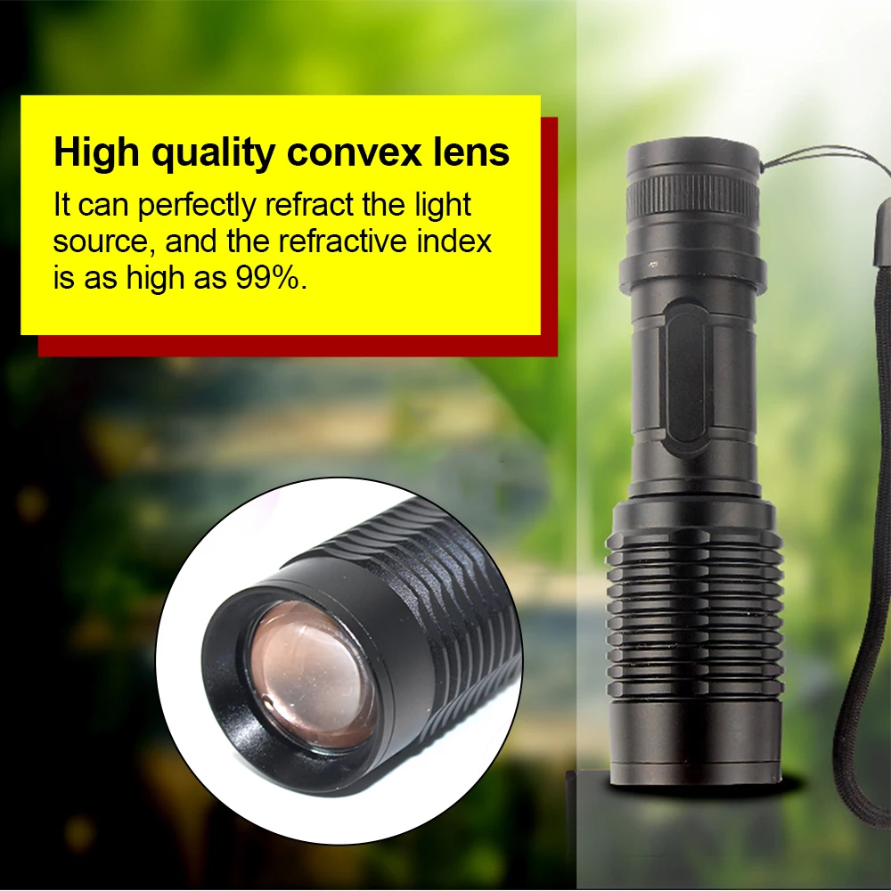 Tactical Red/Green Light Flashlight Waterproof Zoom LED Flashlight LED White Light Strong Light Flashlight With 18650 Battery