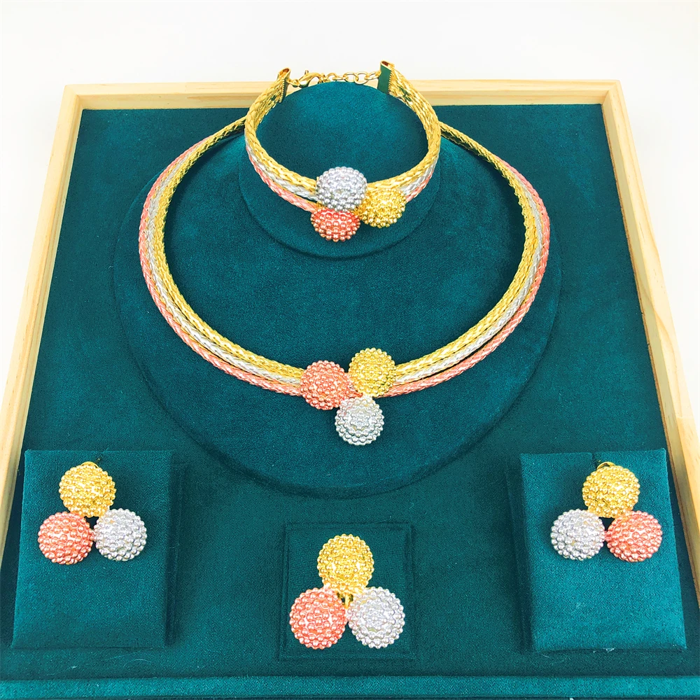 STAR Dubai Women Gold Plated Jewelry Sets African Wedding Bridal Ornament Gifts For Saudi Arab Necklace Bracelet Earrings
