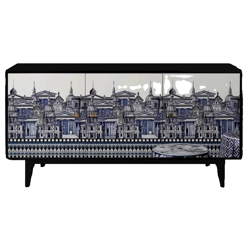

Medieval dining side cabinet retro painted entrance entrance decorative locker