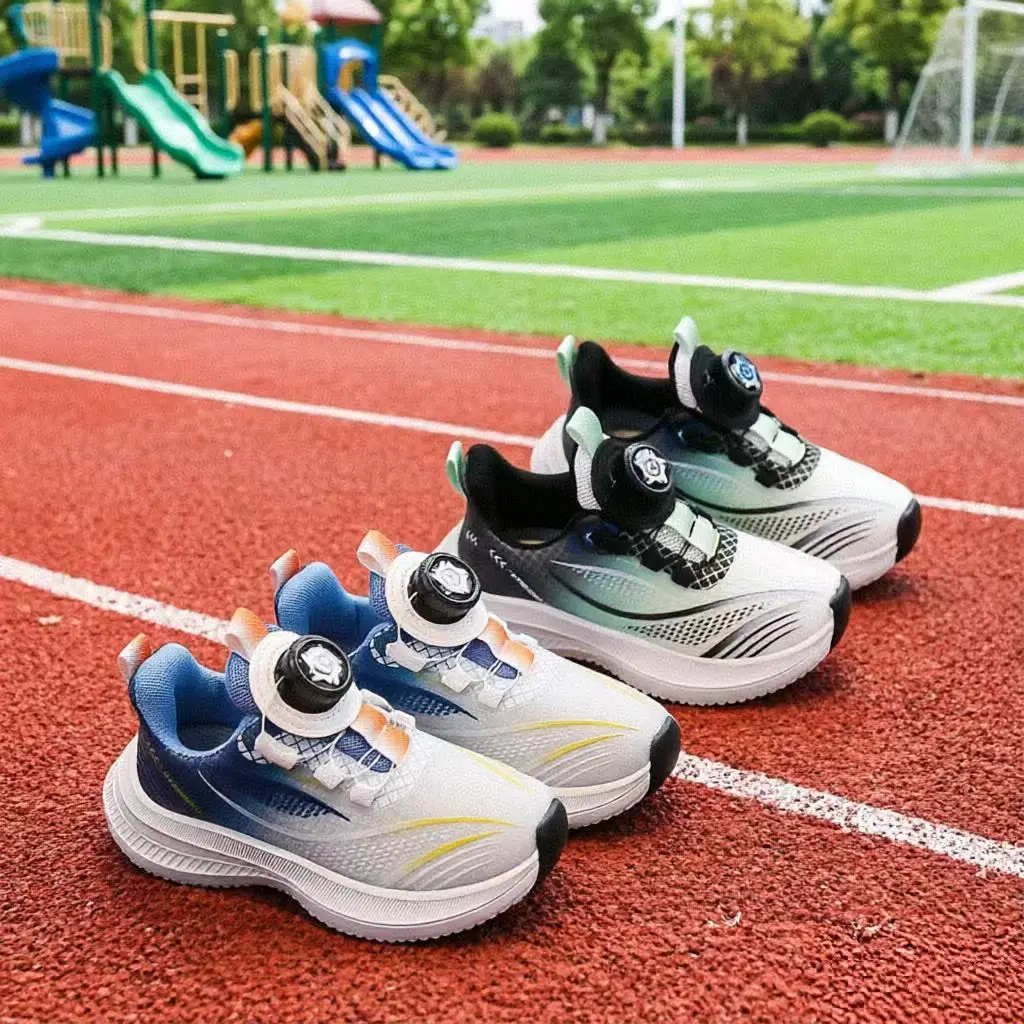 

Kids'Casual Shoes Breathable Solid Color PU Leather Autumn Running Shoes For Children Anti-slip Blue Green Shoes Size 28-37