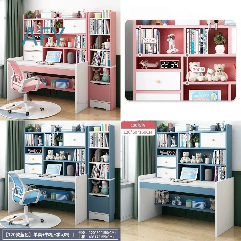 Kids Desk with Bookshelf for Children Study Room Adjustable Height Writing Table for Primary School Students Home Office
