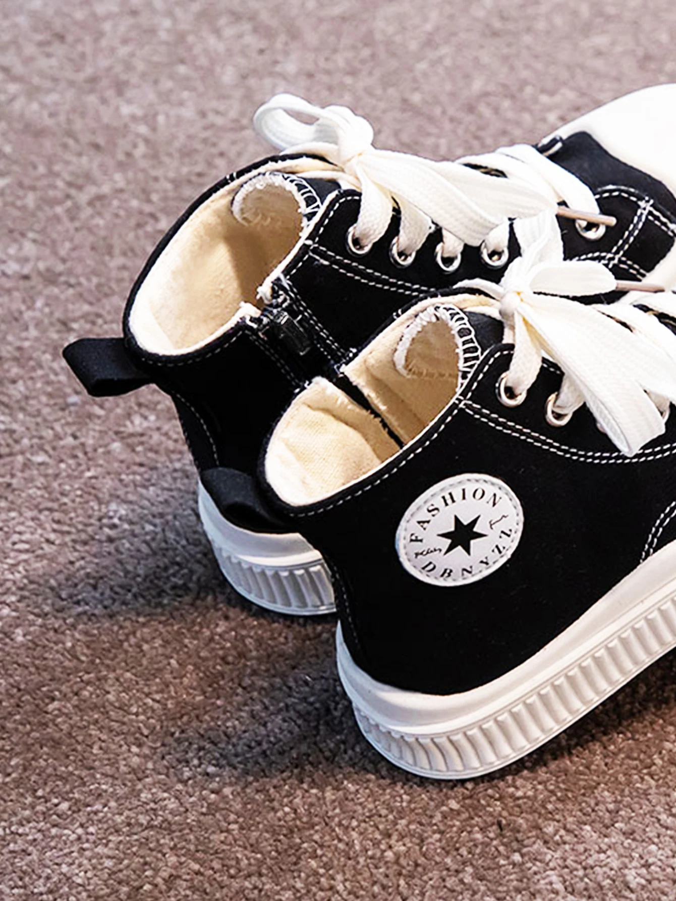 Sportliche Freizeitschuhe für Kinder, Jungen-Canvas-Schuhe, Stiefel mit Reißverschluss-Design, Mädchen-Campus-Studentenschuhe, bequem, atmungsaktiv, geeignet für den Innenbereich – Detail 5