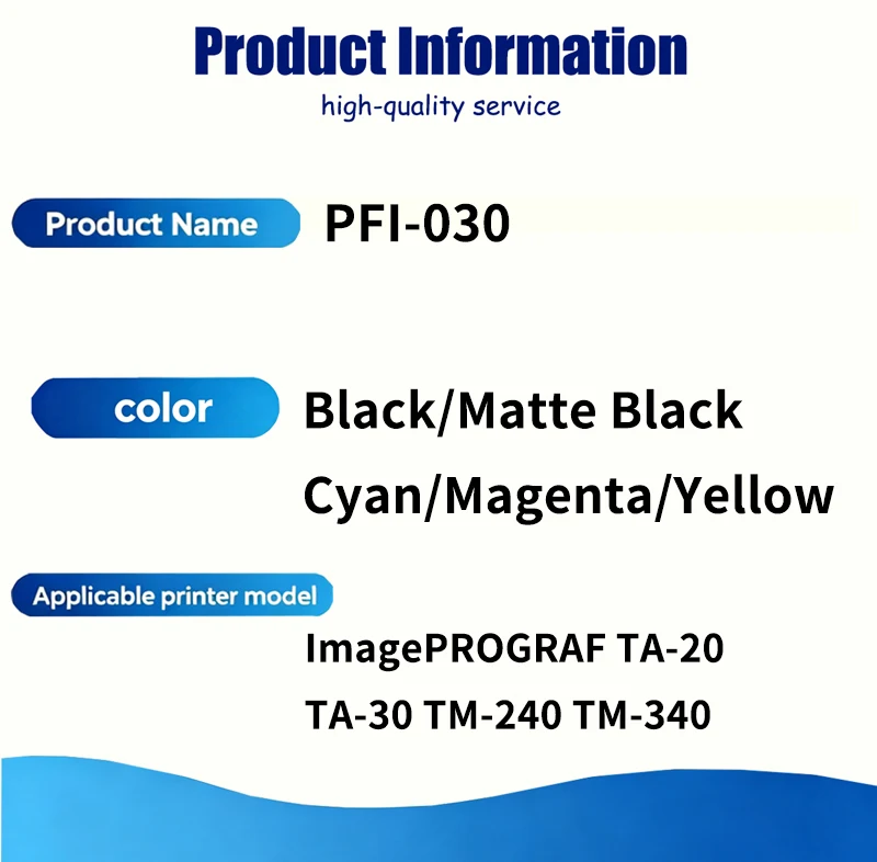 1 Pcs 55ML PFI030 PFI-030 Ink Cartridge with Chip Compatible for Canon ImagePROGRAF TA-20 TA-30 TM-240 TM-340 Printer Cartridge