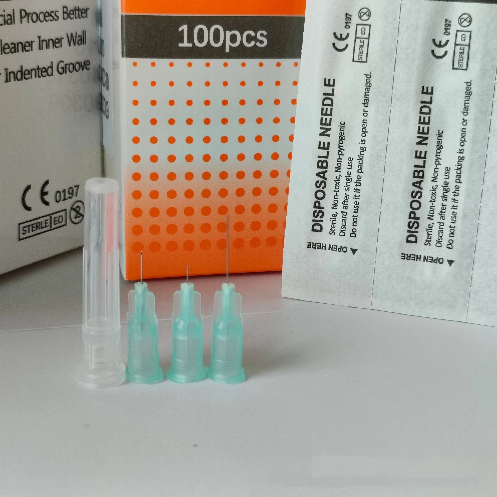 100PCS Ppainless Injection Needle Piercing 30G/31G/32G/34G Transparent Syringe Injection Glue Clear Cap Pharmaceutical 4/6/13mm