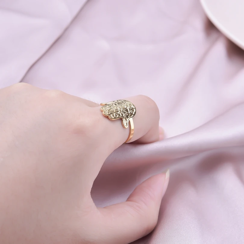Vintage Fatima Hand Charm Rings For Women Men Accessories Open Adjustable Ring Stainless Steel Jewelry Finger Supplies Birthday