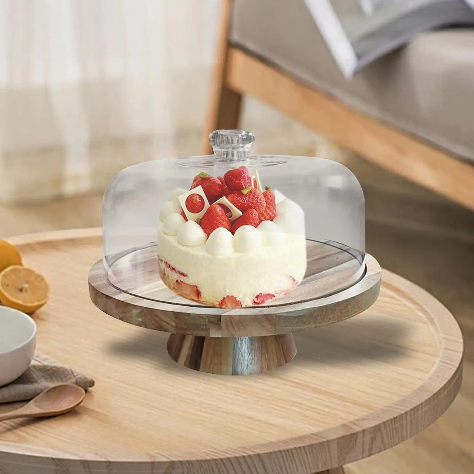 

Wood Cake Stand with Lid 12 in Display Stand for Charcuterie Board Bakeries