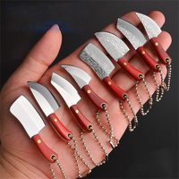 Mini Knife Keychain With Leathe Cover Portable Peeler Cutter Pocket Kitchen Knives Pendant Charm Stainless Steel Unboxing Tool