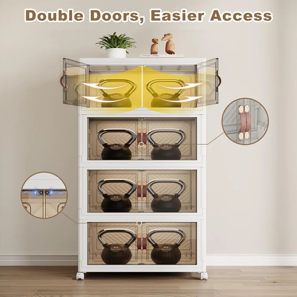 Contenedores de almacenamiento plegables extragrandes de 628QT con ruedas y tapa, contenedores apilables, organizadores de armario abiertos y almacenamiento