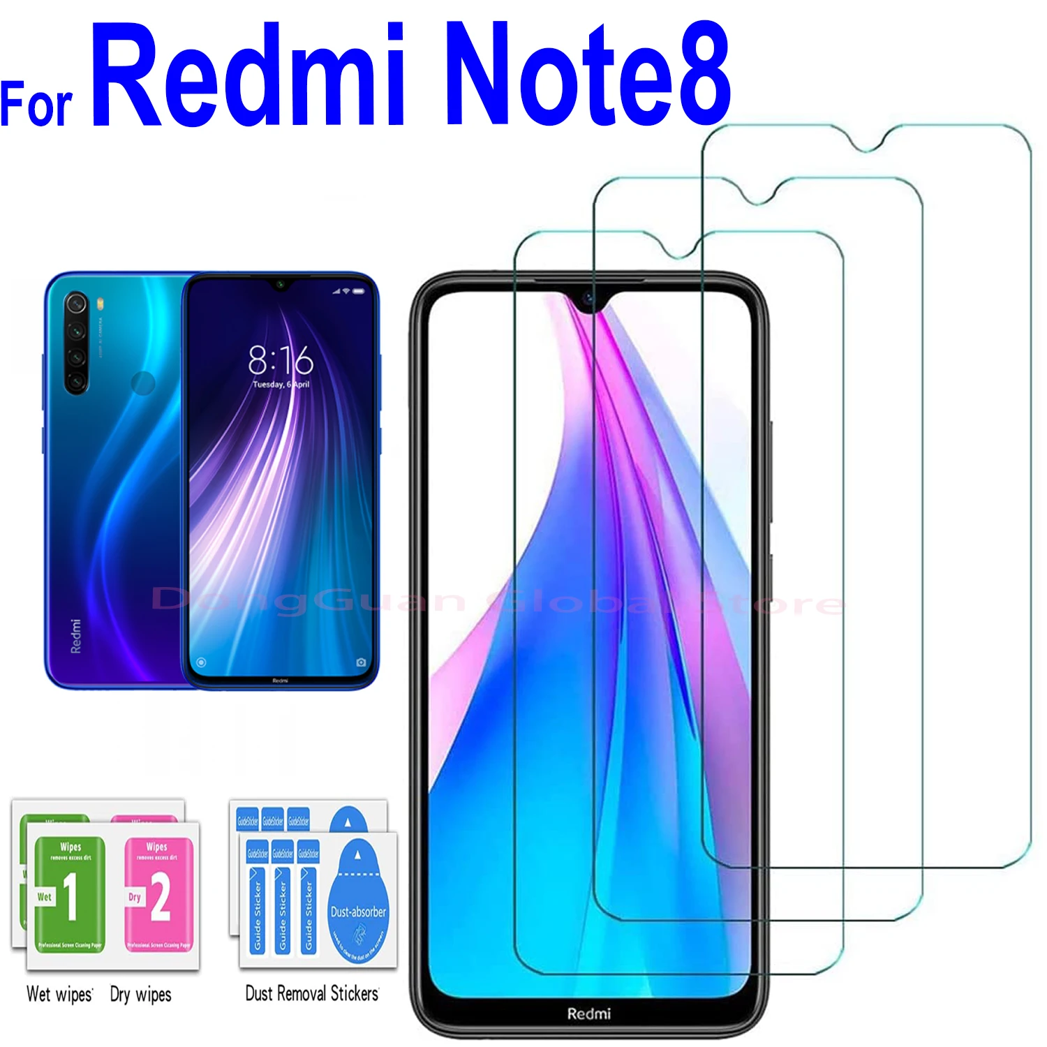 1/2/3/4 шт. Защитная пленка из закаленного стекла для Xiaomi Redmi Note 8 - Набор защитных пленок для Redmi Note 8