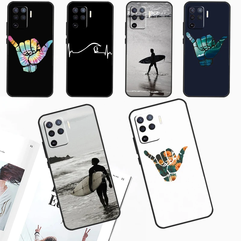 Surfer Surf Hang Loose Shaka For OPPO A79 A74 A94 A58 A78 A98 A5 A9 A53 A52 A72 A15 A17 A77 A16 A76 A96 A57S A54S Case