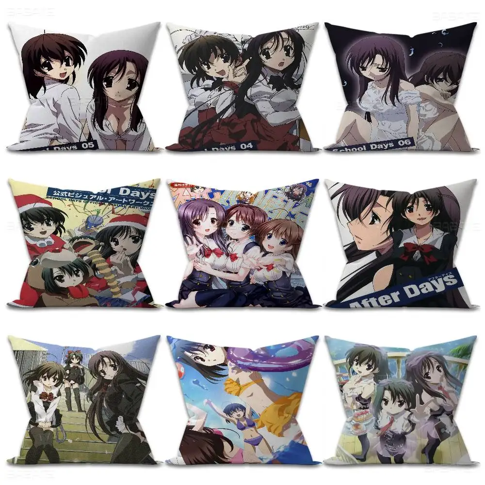

Anime S-School Days Katsura Kotonoha Cushion Cover Pillow Cover Decor Pillowcase Printed Cushion Case for Couch