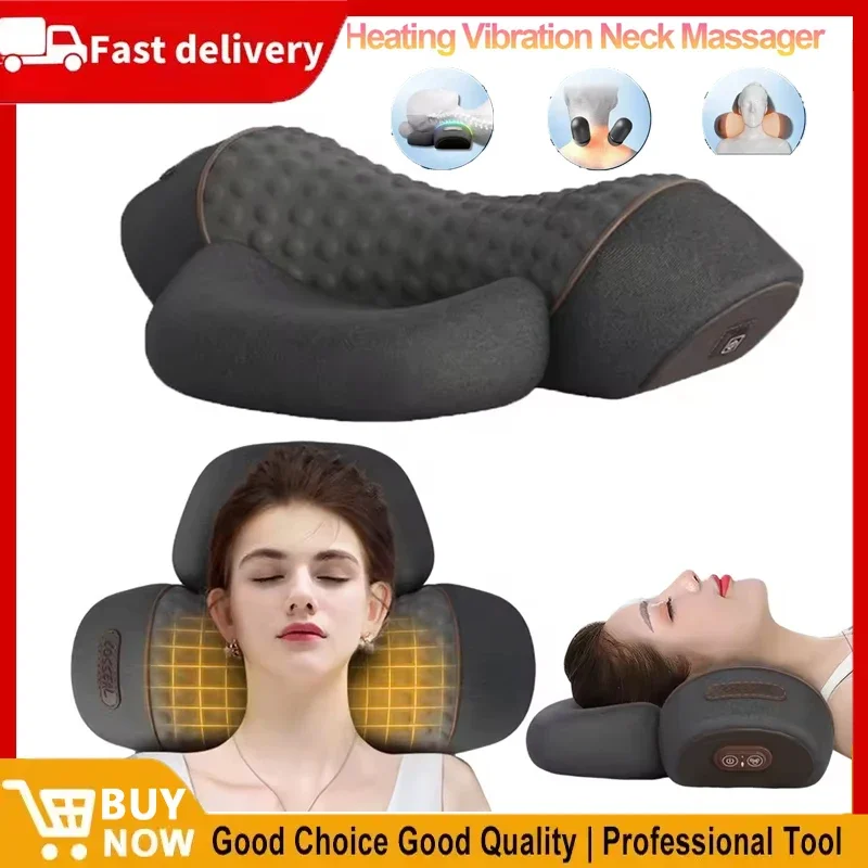 

Soothe-3-in-1 Neck Massager Cervical Pillow Hot Compress Vibration Massage Neck Traction Relax Pillow Spine Support Massager