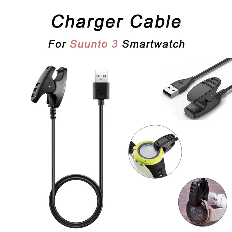 Câble de chargement USB, 2 pièces, pour Suunto 5 Peak/Ambit 1 2 3/Suunto Core/Suunto 3 Fitness/Traverse/Kailash, support de chargement avec Clip