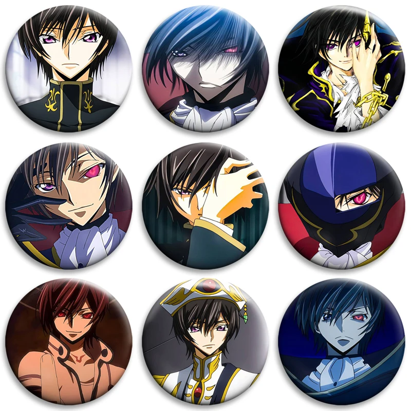 58mm L-Lelouch L-Lamperouge Anime Cartoon Character Creative Brooch Button Pins Handmade Badge for Clothes Backpack Decor Gifts