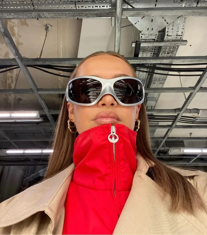 New Y2k Sunglasses For Women Vintage Punk Men's Sun Glasses Retro Oval Mirror Lenses Eyewear Outdoor Cycling Goggle UV400