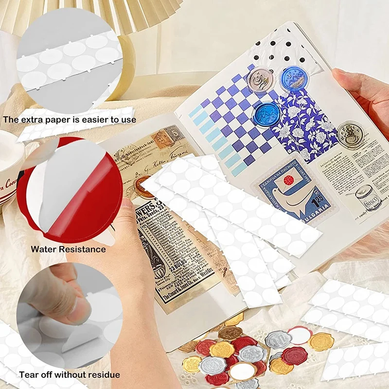 

400 Pcs Adhesive Wax Seal Sticker Used For Wax Seal Stamp Set, Removable Sticker Tape Dots