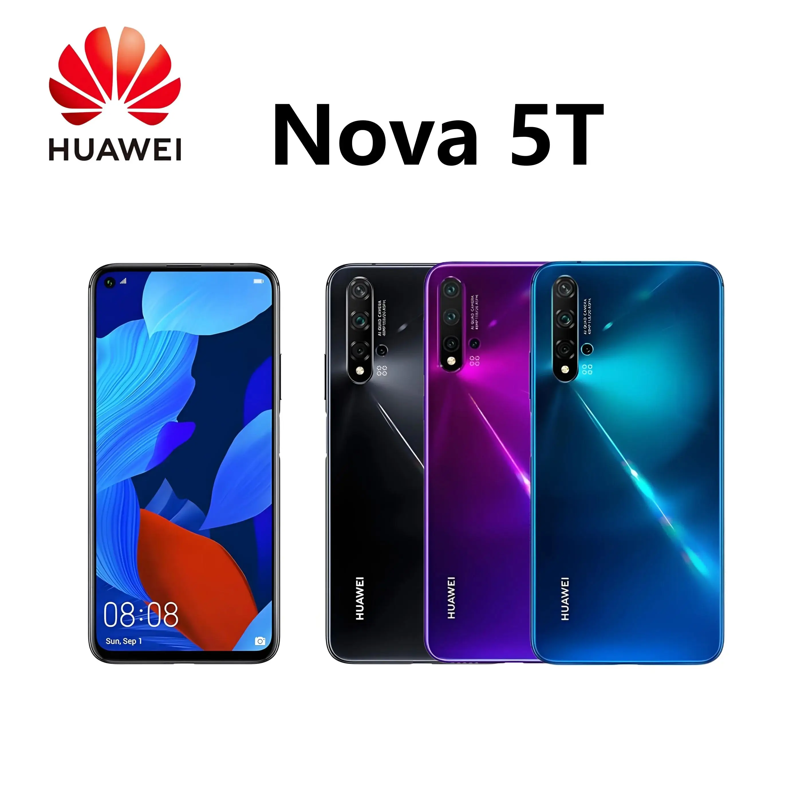 

HUAWEI-Nova 5T Android Smartphone, Google Play Store,6.26 ", 128GB, 256GB ROM,Mobile Phone, 48MP,4G Network, Global