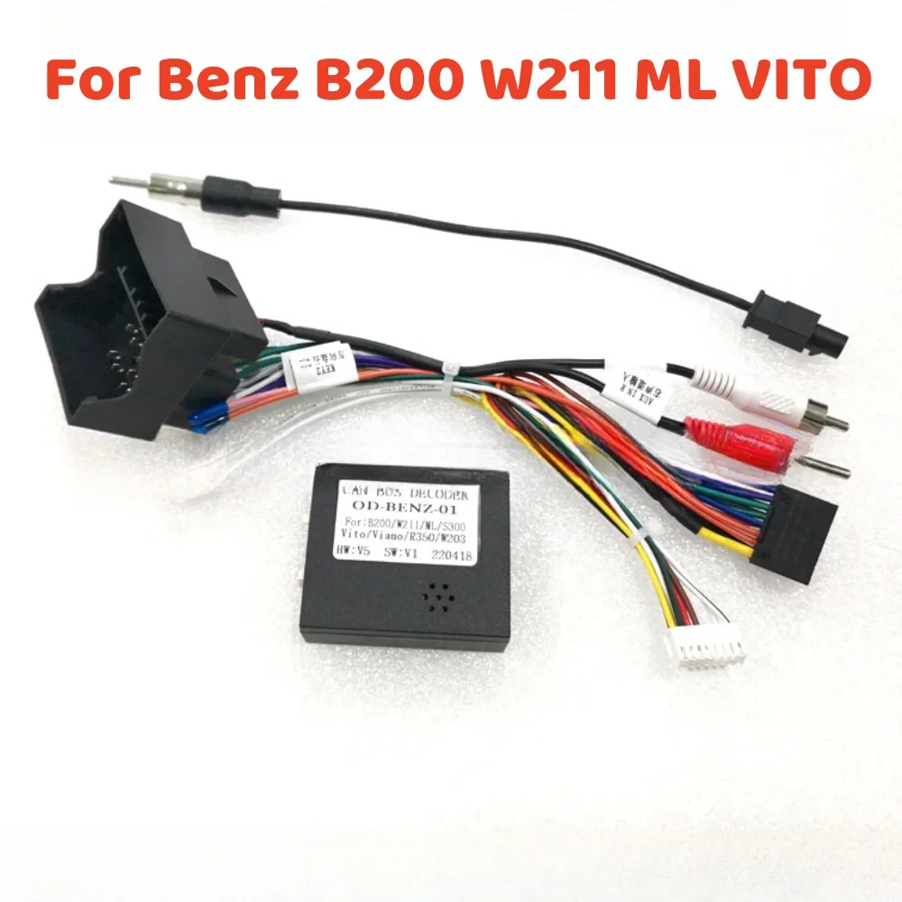 

16 Pin Car Power Cable with Canbus Box For Benz B200 /W211/ ML /VITO GPS Wifi Android 2 Din Wiring Harness Plug Power Cable