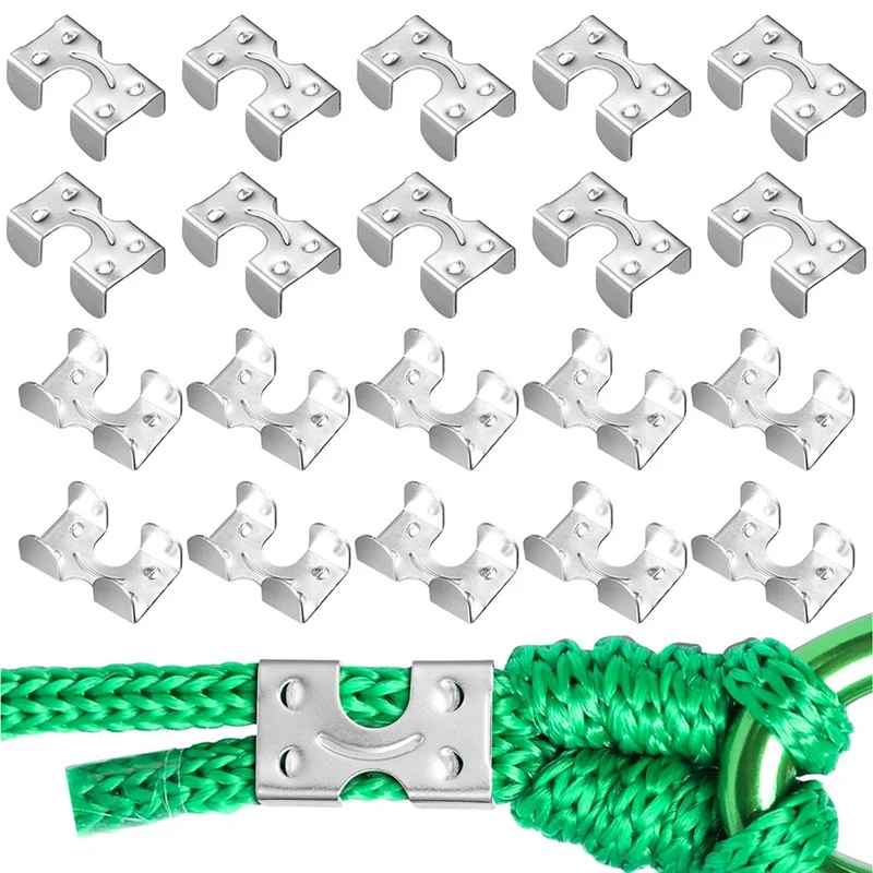 CJSD-1/4Inch Steel Cable Clamps Metal Buckle Rope Buckle Horse Clips Webbing Buckle Rope Holder Double Rope Clamps(20Pcs)