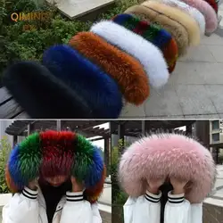 Inverno vera pelliccia collo sciarpa di pelliccia di procione scaldacollo donna uomo cappuccio di pelliccia naturale trim sciarpe femminili cappotto cappuccio Decor scialli di pelliccia