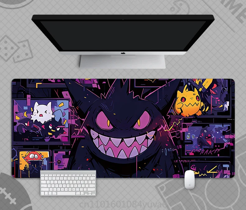 Computer Desk Mat2025 Anime Pikachu Gengar Mouse Pad Leather Boys Game Pokémon Computer Keyboard Pad Accessories Must-have For