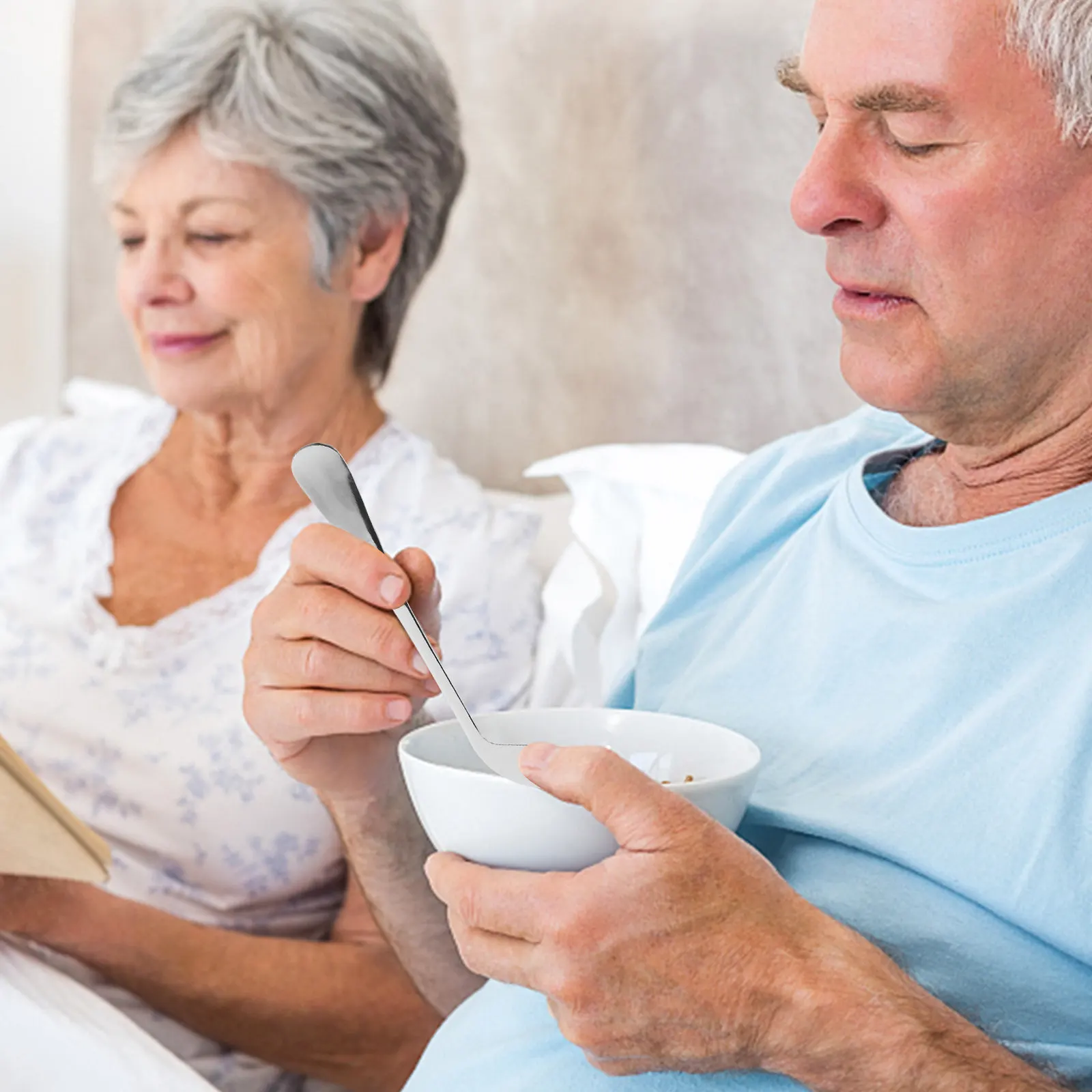 

1Set Auxiliary Feeding Spoon Fork Stainless Steel Angled Assist Tableware Ergonomic Curved Fork for Elderly Disabled Arthritis