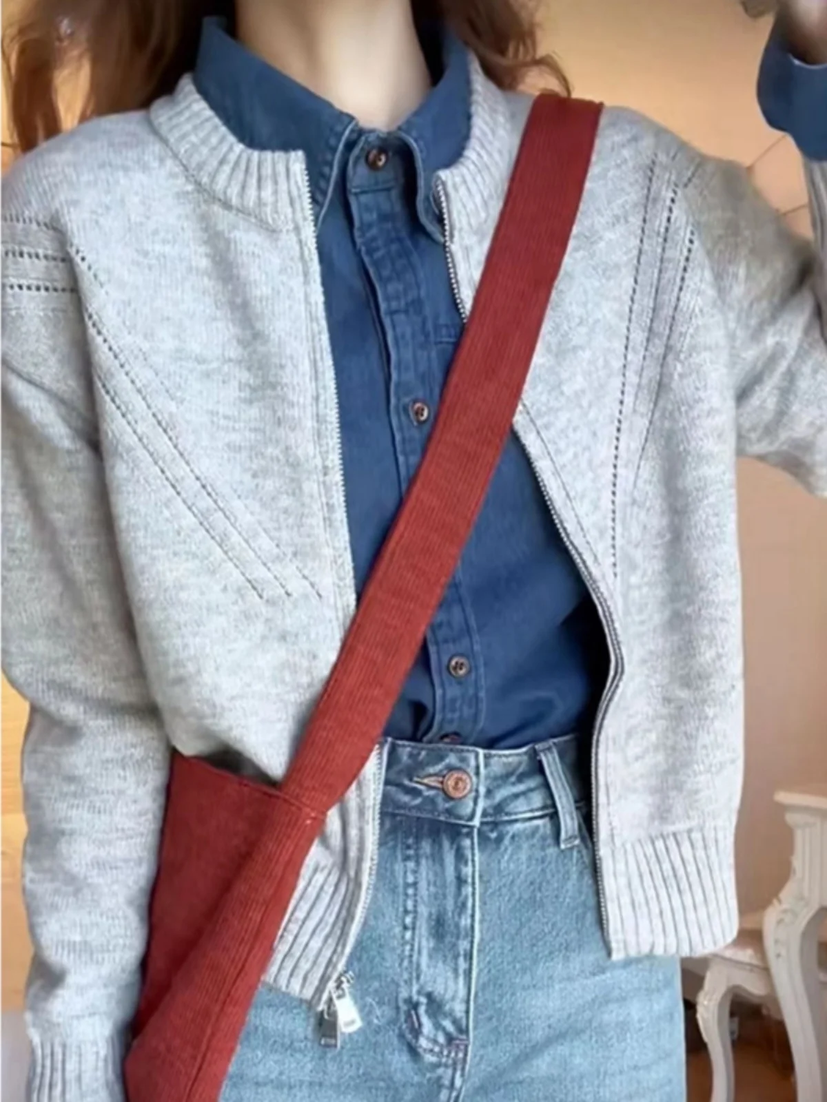 

Осенне-зимний повседневный модный кашемировый вязаный кардиган на молнии, пальто, свободный высококачественный свитер