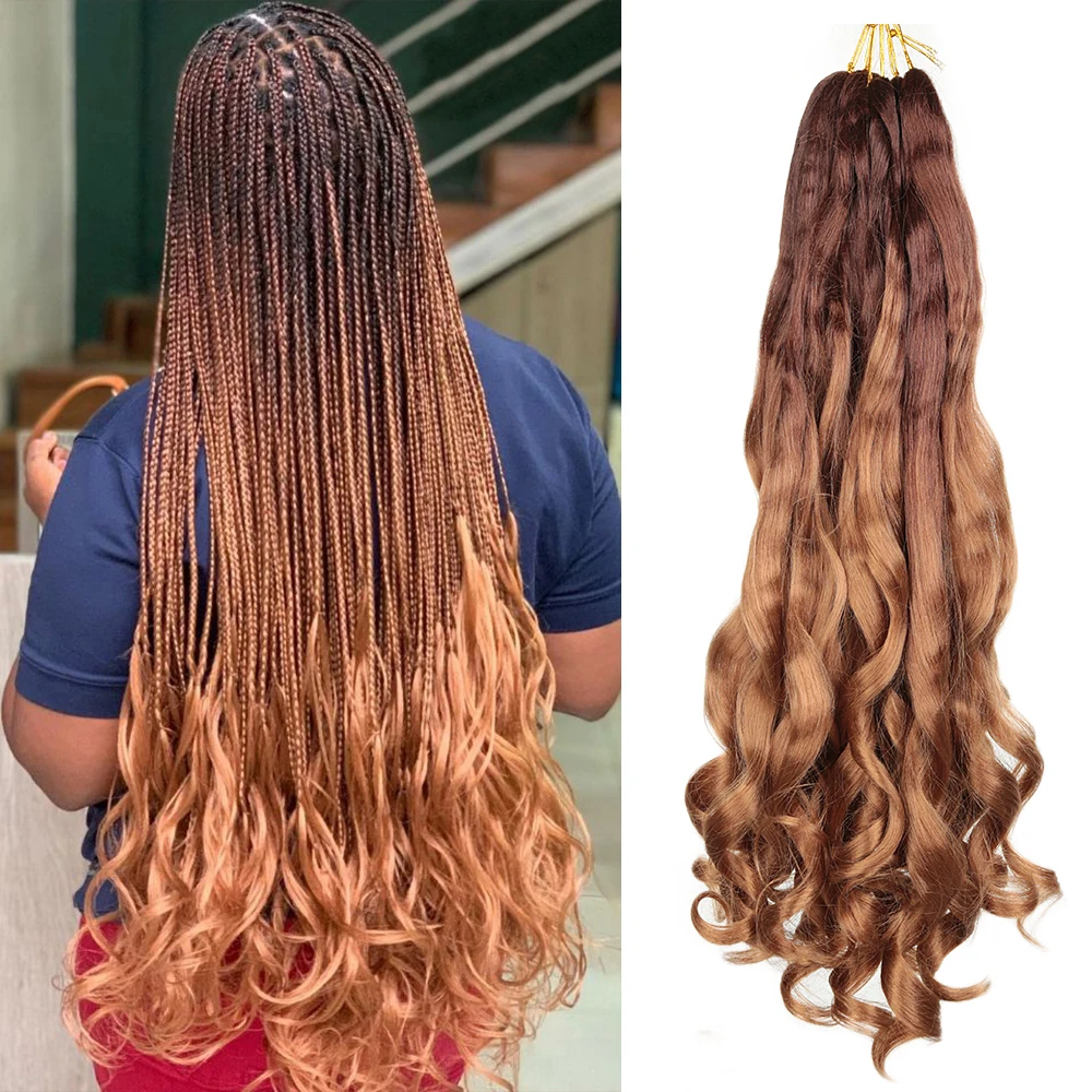 French Curl Braiding Synthetic Hair For African Braids 75g Spiral Curl Pre Stretched Braiding Hair Extension Loose Wave Crochet