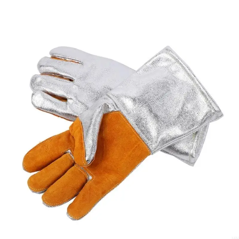 LXAA Heat Resistant Glove Thickend Thermal Insulating Gloves High Temperature Leather Safety Work Gloves for Baking Kitchen