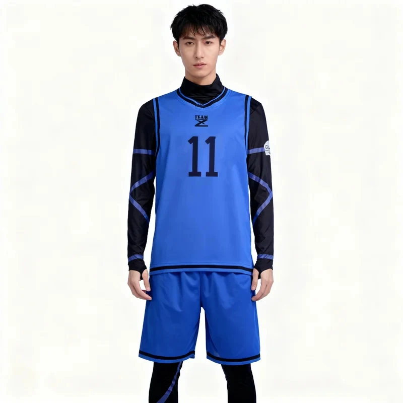 

Anime Isagi Yoichi Cosplay Costume Blue Sportswear Jumpsuits Set Club Football Jersey for Men Women Halloween Outfit yy:89