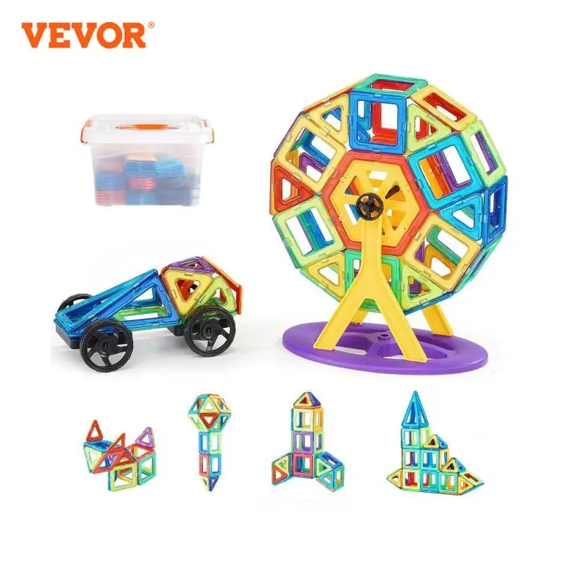 VEVOR Magnetische Bausteine, 123-teiliges magnetisches Bauset für Kinder, Magnetspielzeug mit