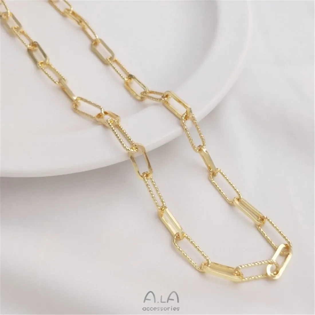 Korean Handmade Chain 14K Package Gold Batch Flower Rectangular Chain Round O Chain Diy Necklace Bracelet Jewelry Loose Chain