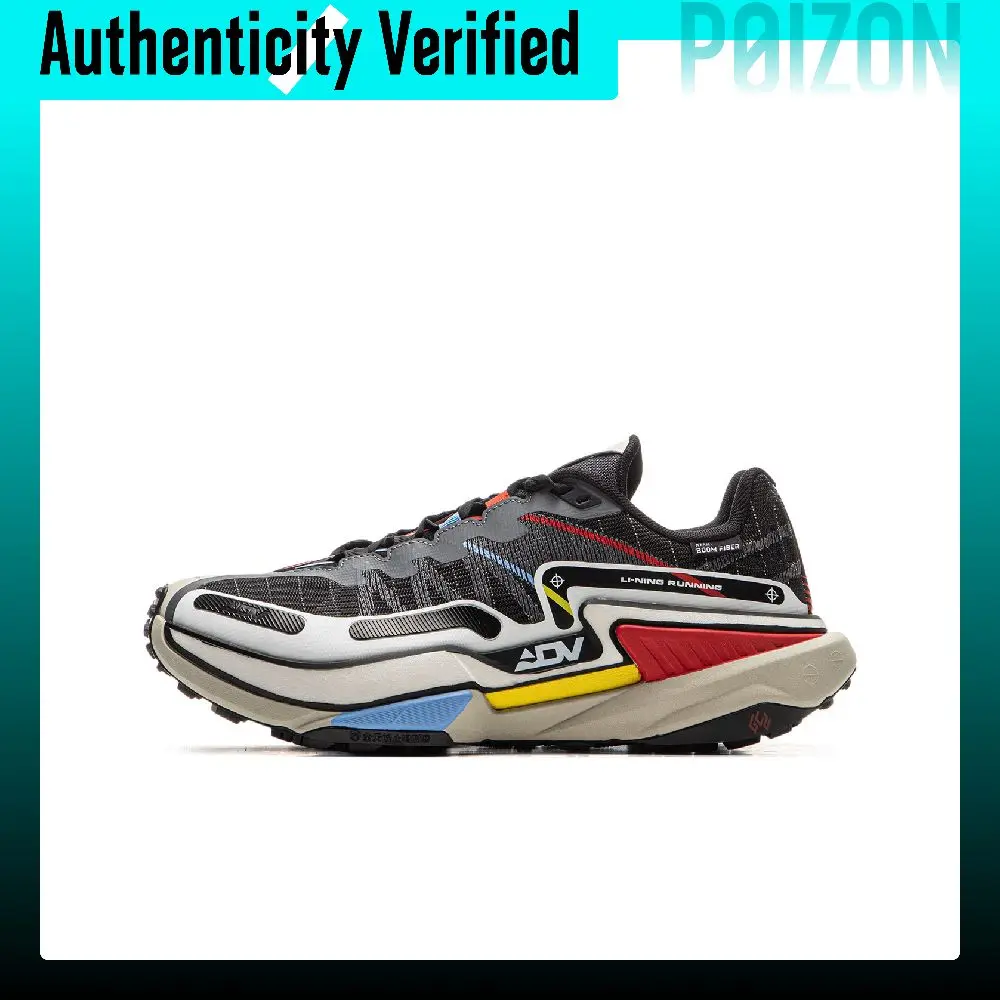 Li Ning Slip Resistant Abrasion Resistant Low top Trail Running Shoes Men's Black ARNV011-2