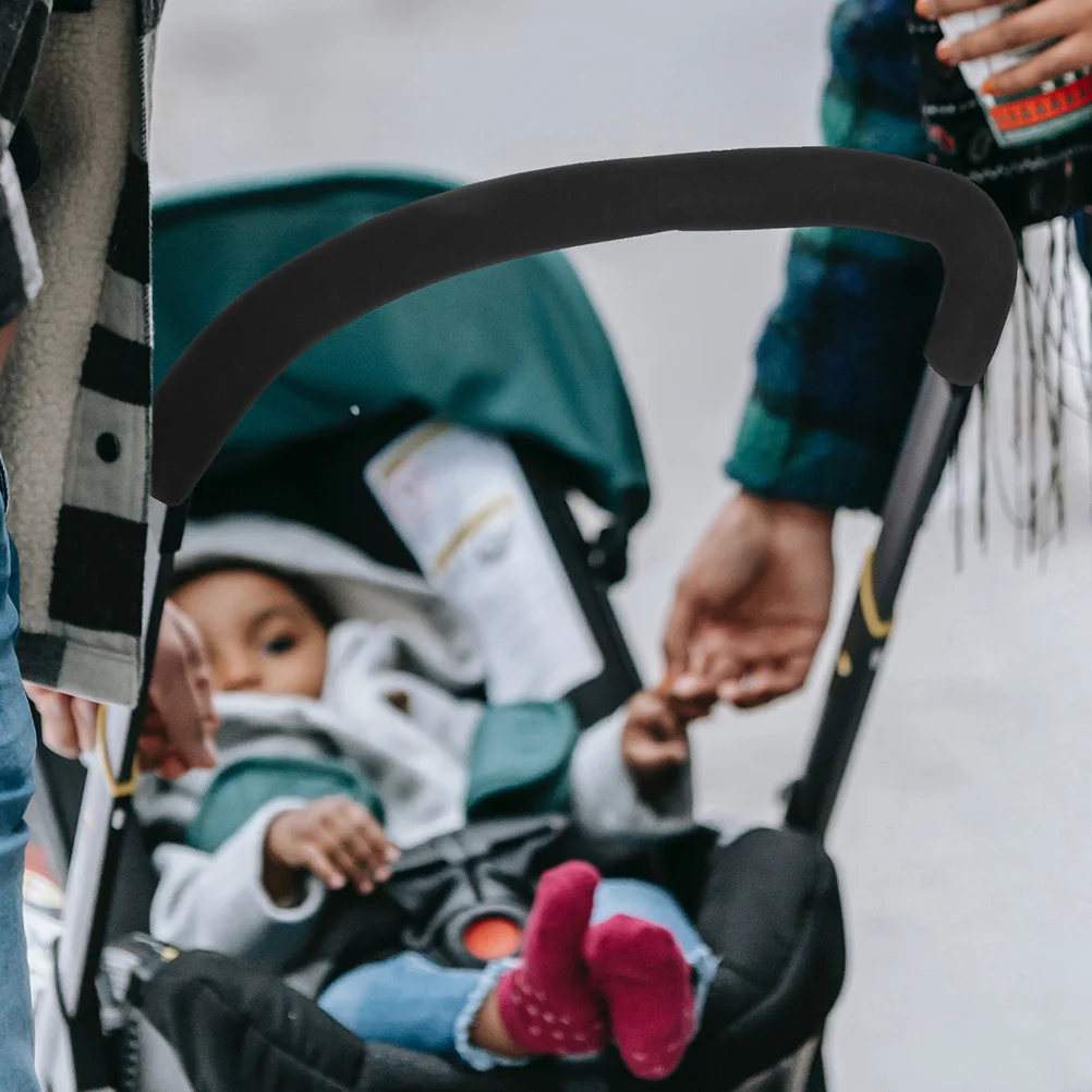 4개입 유모차 핸들 커버 부드러운 스펀지 편안한 논슬립 핸들 보호대 블랙 카트 트롤리 그립 교체용