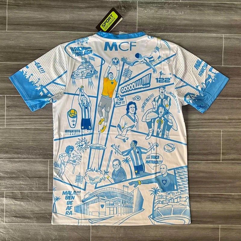 Malaga 25-26 Unisex Blue Special Version Football Jersey Casual Training T-Shirt Comfortable Fit for Adult Outdoor Sports