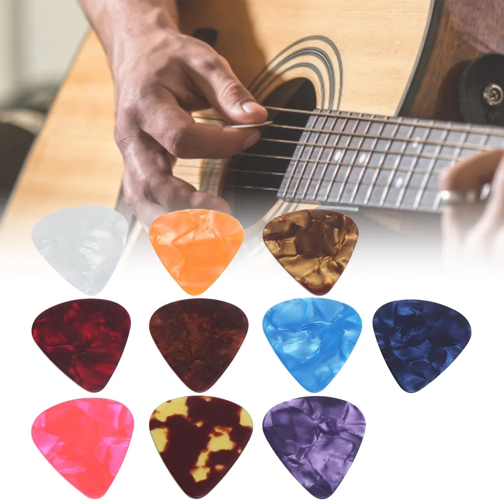 100Pcs Colorful Guitar Picks​ Lightweight Celluloid ​Celluloid Picks​ Finger Maintenance Tool​ ​0.46mm/0.71mm/0.96mm Thickness​
