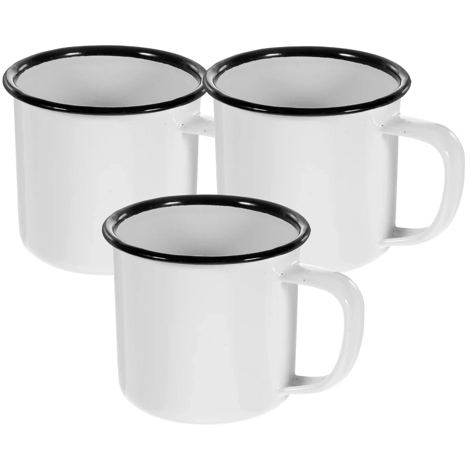 

3Pcs Enamel Drinking Mug Classic Design Coffee Tea Cup Heatproof Perfect for Hot Enamel Mug