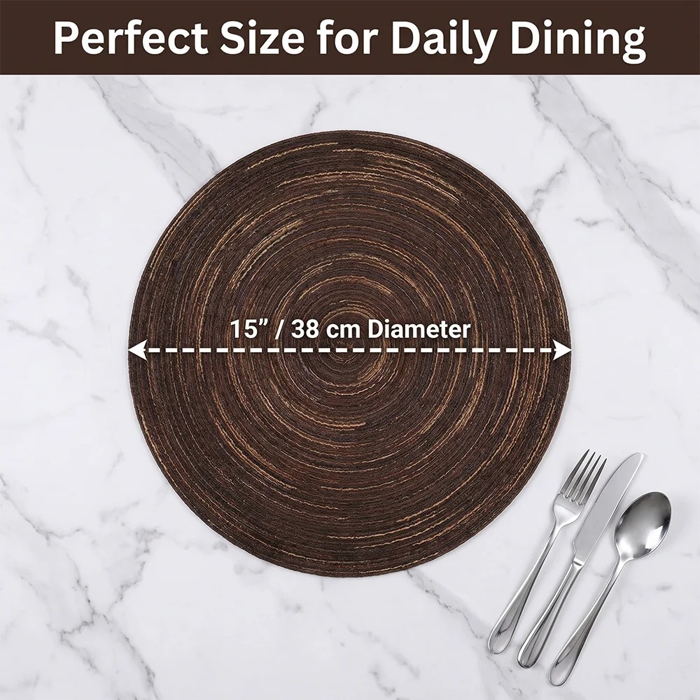 Eco Friendly Hand Woven Cotton Yarn Round Table Mat 30cm Green Anti Slip Heat Insulation Pad for Western Food Soup Plate Bowl
