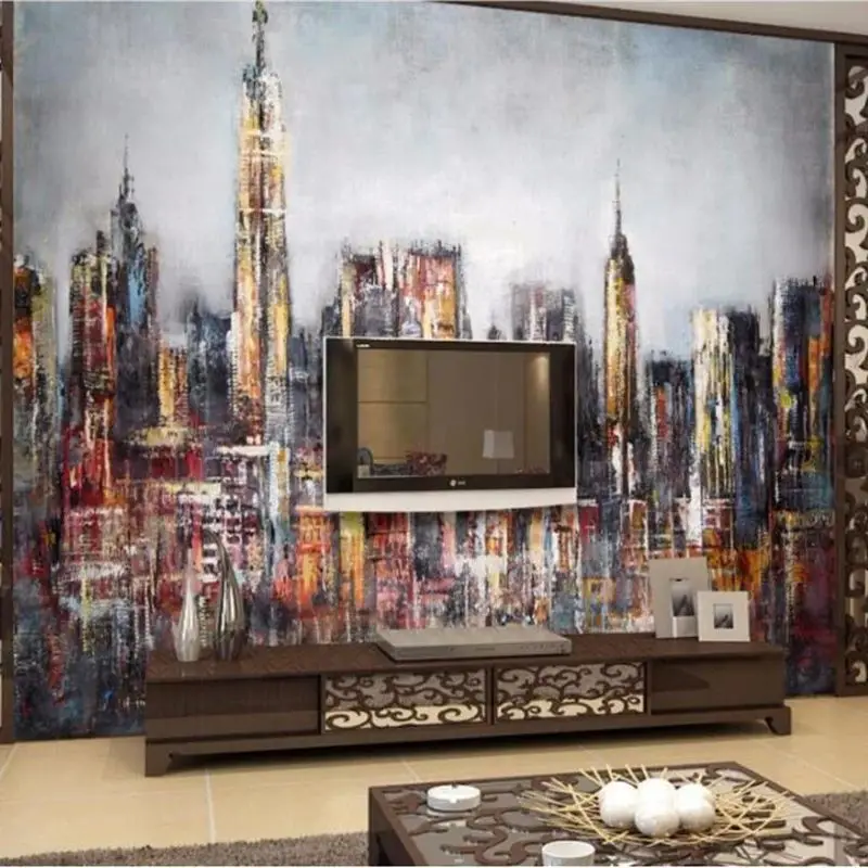 wellyu Custom Wallpaper 3d Photo Murals Living room European and American style hand-painted oil painting background wallpaper