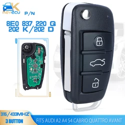 Keyecu-Audi a4 rs4用折りたたみ式リモートキー,315mhz/433mhz id48/8e,2005 2006 2007 2008 fccid: 8e0 2009 220q 8e0837220k/d